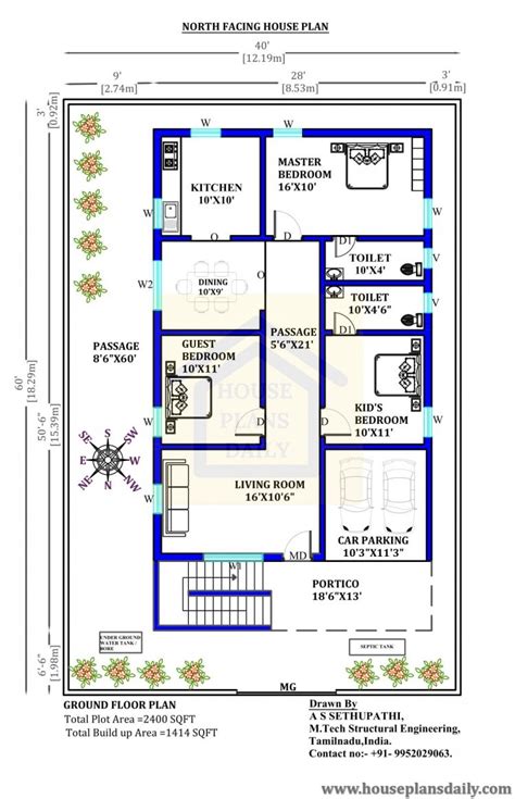 X North Facing House Plan As Per Vastu Sqft House