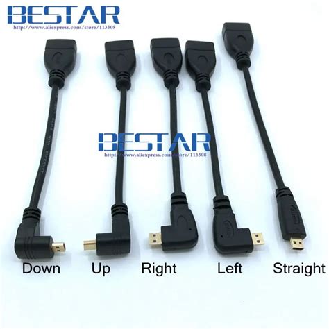 Up Down Right Left Angled Micro Hdmi To Hdmi Male To Female Adapter Connector 10cm For Hdtv Type