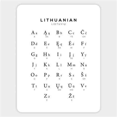 Lithuanian Alphabet Chart, Lithuania Language Chart, White - Lithuanian ...