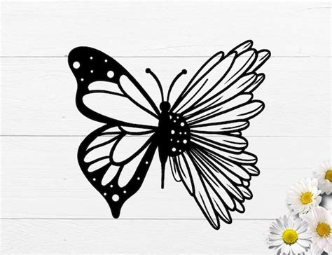 Half sunflower butterfly svg half sunflower svg half | Etsy