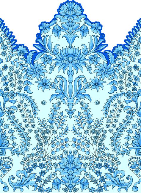 Intricate Blue and White Wallpaper Design