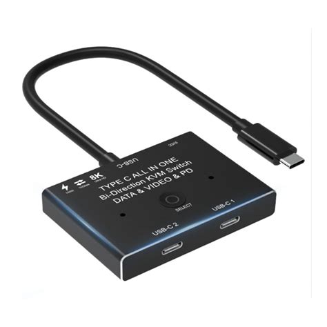 Hopbucan Kvm Usb C Two Way Switch 1x22x1 Usb 31 Splitter Data Video