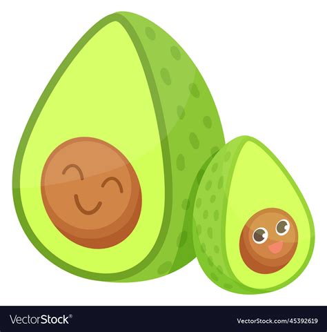 Avocado With Baby Fruit Cartoon Kawaii Icon Vector Image