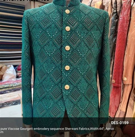 Check Georgette Sequence Sherwani Fabric At Rs 450 Meter In Surat ID