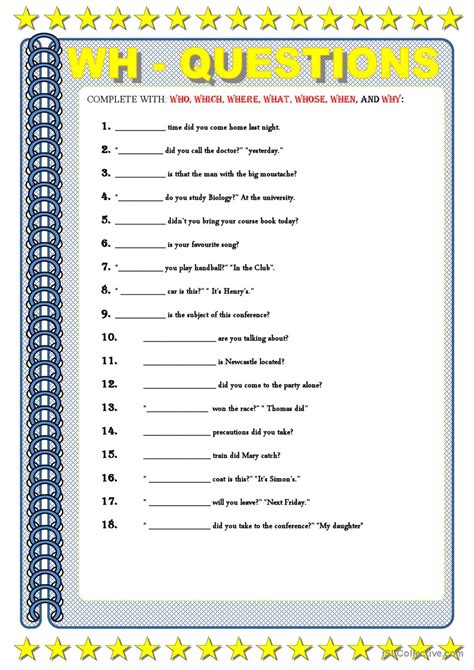 Wh Questions General Gramma English Esl Worksheets Pdf And Doc