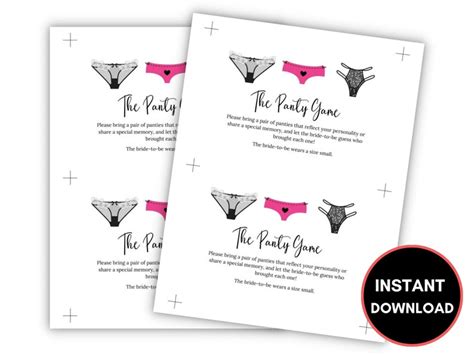 The Panty Game Panty Game Card Insert Lingerie Games Lingerie Shower Lingerie Party