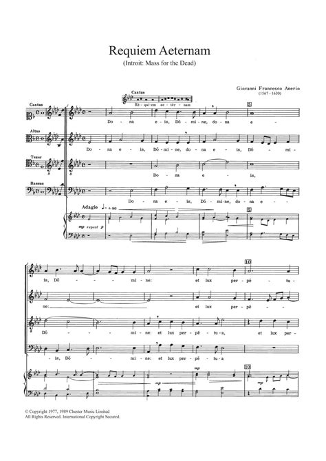 Requiem Aeternam Introit Sheet Music Felice Anerio Choir