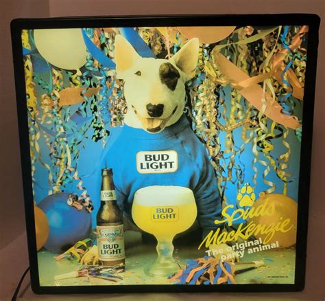 Vintage 1987 Spuds Mackenzie Bud Light Sign Lighted The Original Party