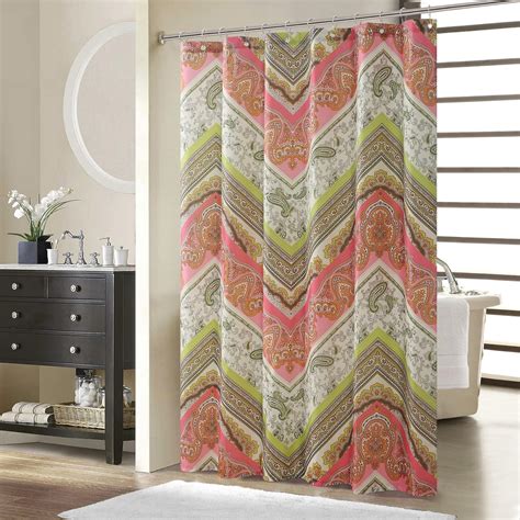 Bestripes Fabric Shower Curtain Pink And Green Printed