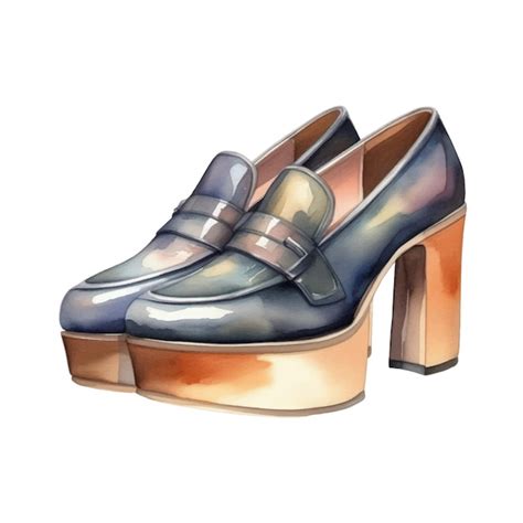 Premium Vector Watercolor Fashion Platform Heels Shoes Illustration