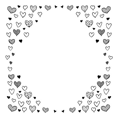 A Frame Of Hearts Hand Drawn Cartoon Cute Doodle Design Isolated On