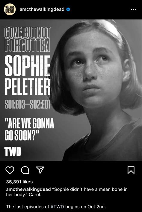 Whoever runs TWD’s Instagram doesn’t even know Sophia’s name… : r/thewalkingdead