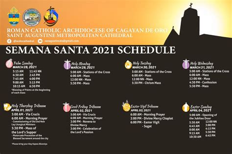 Holy Week Schedule Of Activities Cdos St Augustine Metropolitan