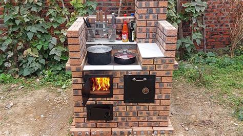 Wood Burning Stove | Creative ideas from red bricks. - YouTube