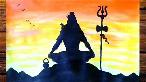 Shiva Drawing With Water Colormahashivratri Painting Youtube