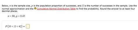 Below N Is The Sample Size P Is The Population Proportion Of Successes