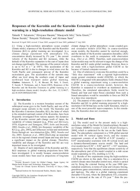 (PDF) Responses of the Kuroshio and the Kuroshio Extension to global ...