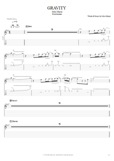 John Mayer Gravity Guitar Chords