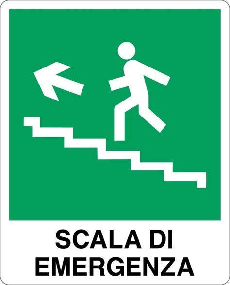 Cartello Alluminio X Cm Scala Di Emergenza Salita Sinistra