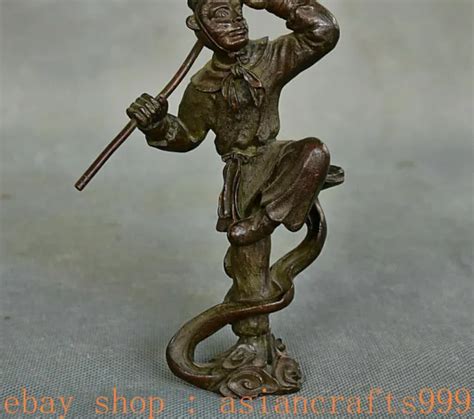 Alte China Rote Kupfer Sun Wukong Affe K Nig Statue Sculpture Eur