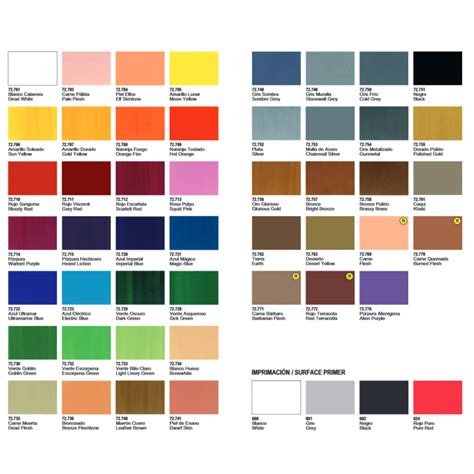 Printable Vallejo Paints Color Chart