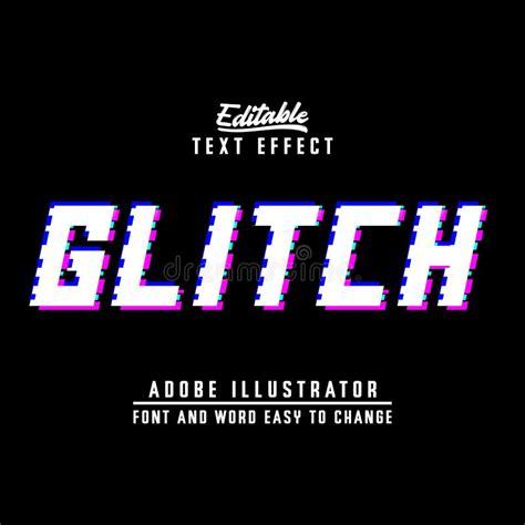 Glitch Text Effect Editable To Change Font And Word Stock Vector