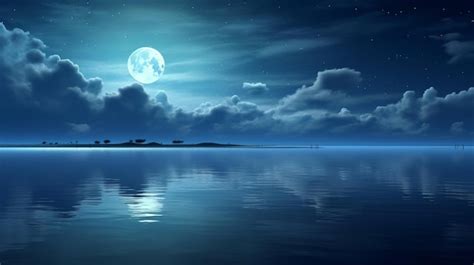 Premium AI Image | Night sky with clouds and full moon over the ocean ...