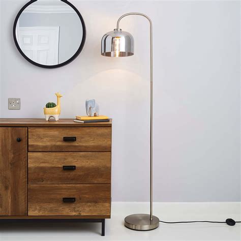 Palazzo Smoked Glass Floor Lamp Chrome By Dunelm