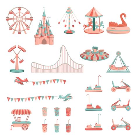 Premium Vector Amusement Park Rides Icon Set