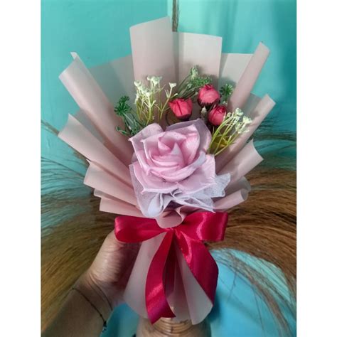 Jual Single Flower Bouquet Bucket Bunga Artificial Buket Wisuda