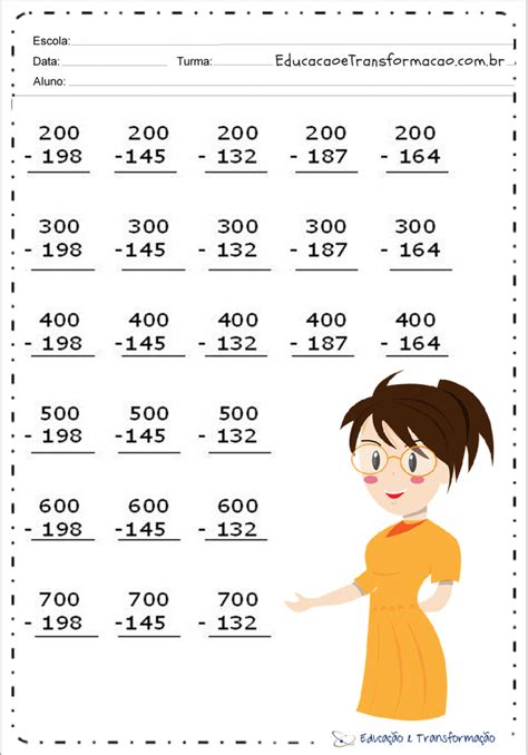 Contas Subtração 2 Ano - Atividades de Subtração para 2 ano para imprimir – Educação e Transformação