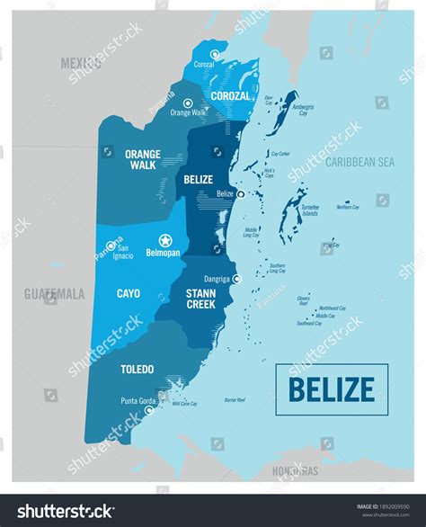 Belize Country Political Map Detailed Vector Stock Vector (Royalty Free