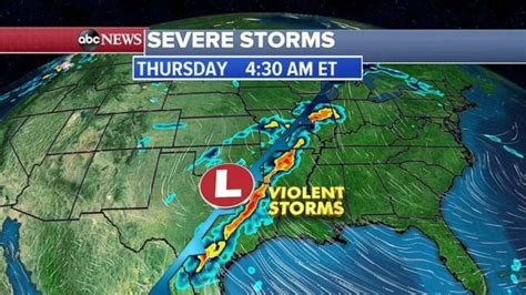 Severe Weather Threat Moves Into Deep South Threatens East Coast Over