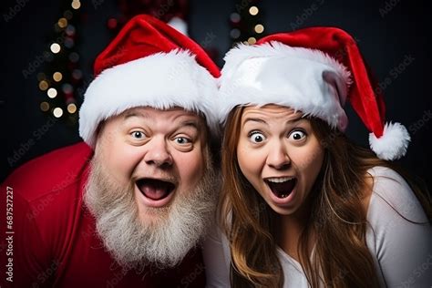 Excited Couple Celebrating New Year Making Christmas Selfies Generative