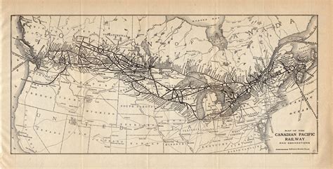 1916 Antique Canadian Pacific Railway Map Canada Railroad Map Birthday