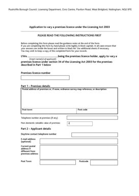 Fillable Online Rushcliffe Gov Application To Vary A Premises Licence