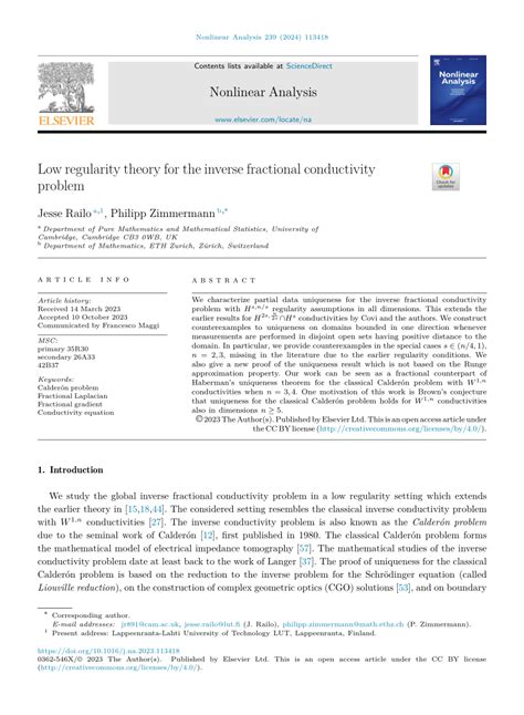 Pdf Low Regularity Theory For The Inverse Fractional Conductivity Problem