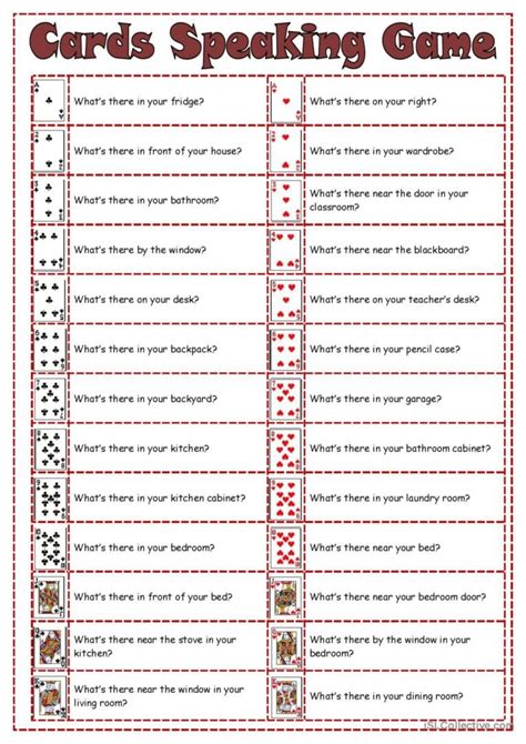 Cards Speaking Game For Beginners With The Verb To Be Use A Deck Of