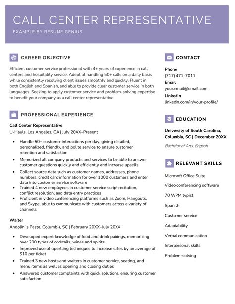 Call Center Resume Examples And Writing Guide