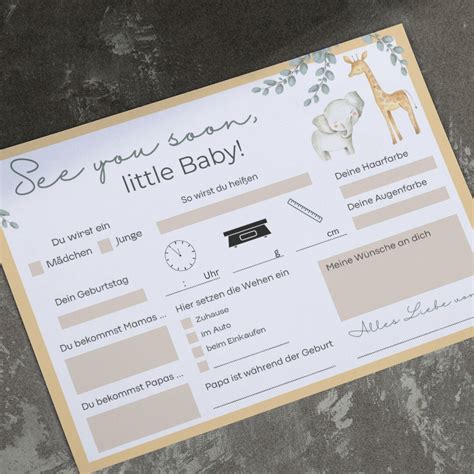 Tippkarte Babyparty PDF JPEG Ausfüllkarte Ratekarten Etsy