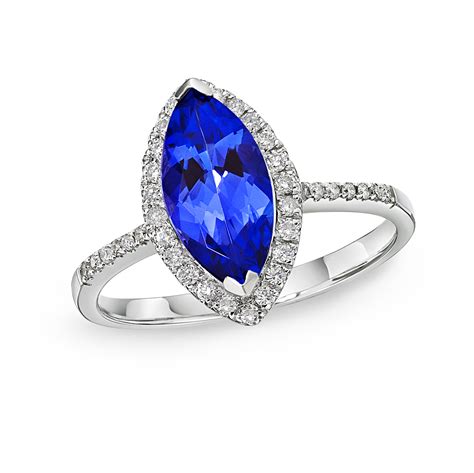 1 63 Ct Tanzanite And Diamond Marquise Halo Ring