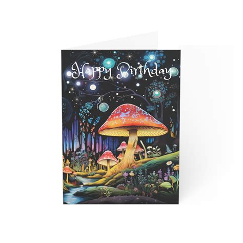Magical Mushroom Forest Happy Birthday Greeting Card 1, 10 Pcs - Etsy