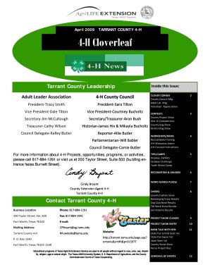 Fillable Online Agrilife 4 H Cloverleaf AgriLife Agrilife Fax Email