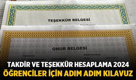 Takdir Ve Te Ekk R Hesaplama Renciler In Ad M Ad M K Lavuz