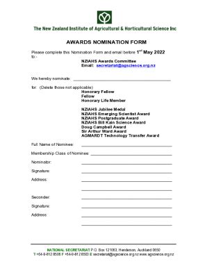 Fillable Online NAAA Awards Nominations Form Fax Email Print PdfFiller