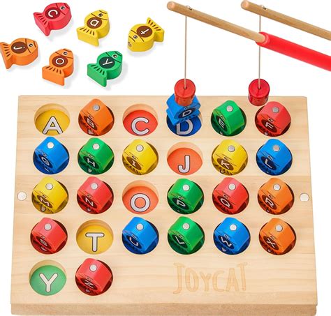 Joycat Wooden Magnetic Fishing Gameabc Alphabet Color Sorting Puzzle