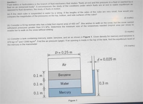 Solved Question Fluid Statics Or Hydrostatics Is The Chegg