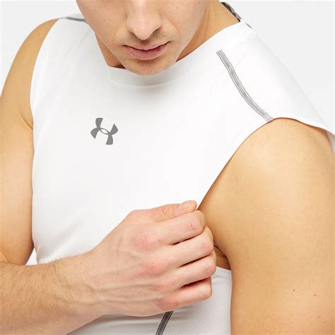 Mens Base Layer Under Armour Hg Sl Tee Whitegraphite 1257469 100