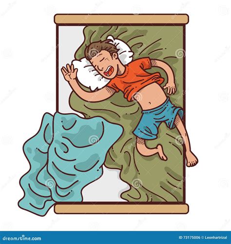 Cartoon sleeping in bed stock vector. Illustration of dreaming - 73175006