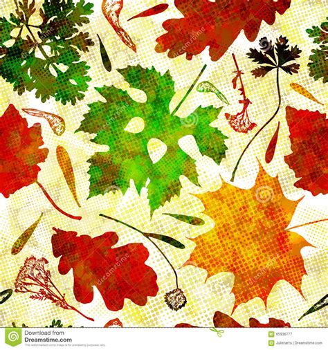 Seamless Pattern With Colored Autumn Leaves Vector Eps Stock